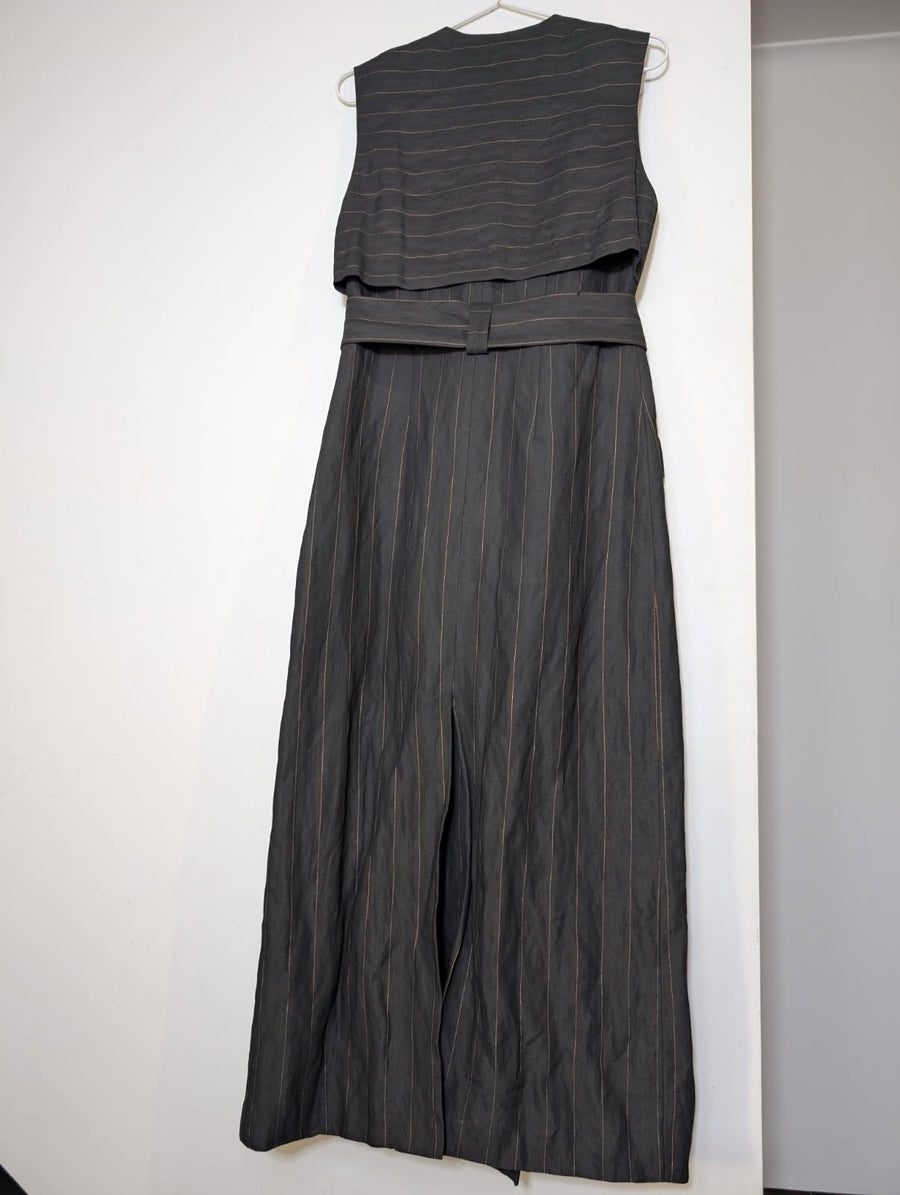 Ginger & Smart Longline Pinstripe Double-Breasted Sleeveless Vest Coat - Image 7
