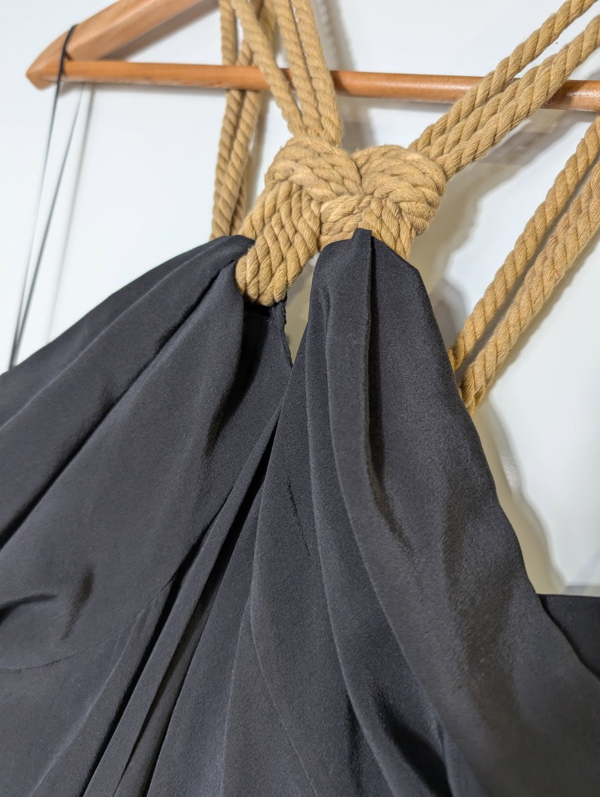 Arthur Galan AG Black Silk Evening Gown - Rope Detail Halter Neck - Image 7