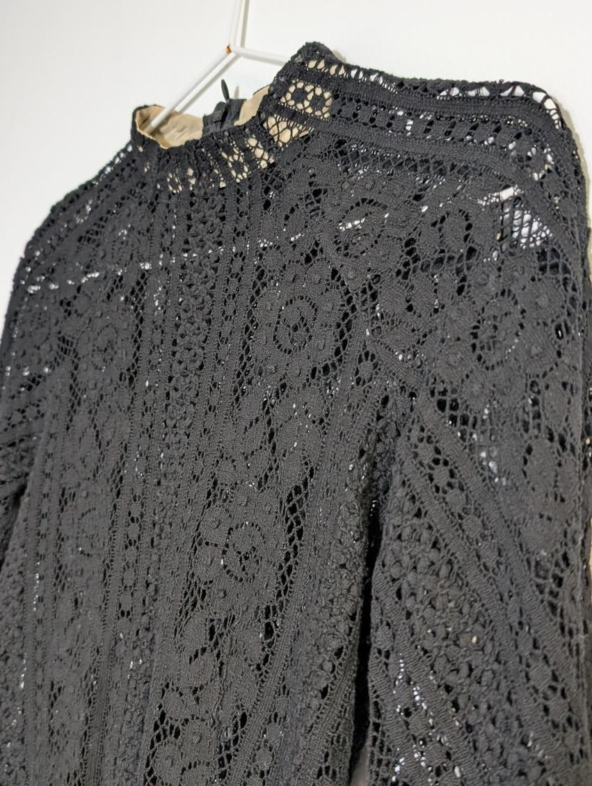 Lover Vintage Black Lace Peplum Blouse - Women's AU 6 - Image 7