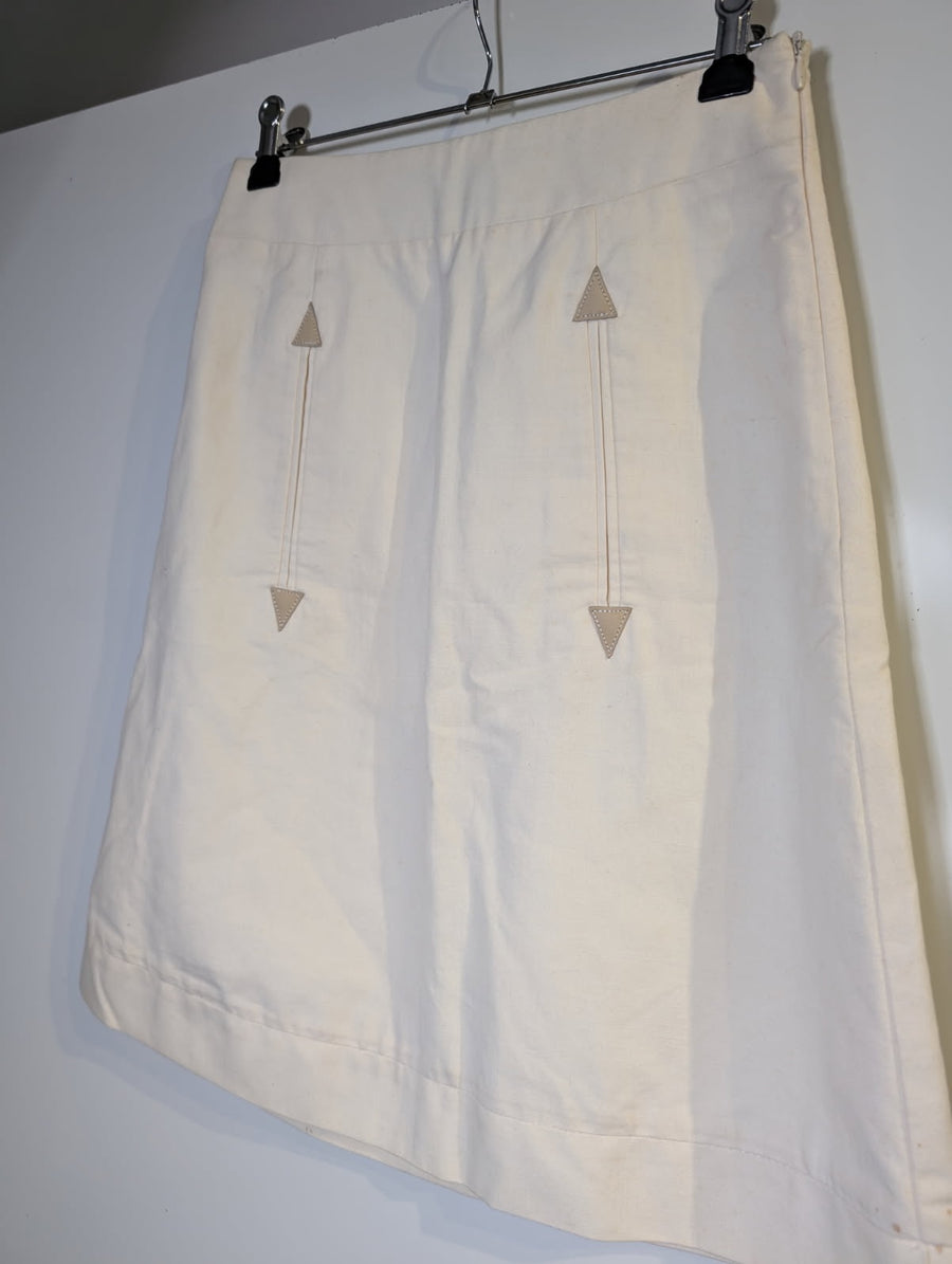See By Chloé A-Line Skirt Off-White Cotton-Wool Blend EU 38 - Image 3