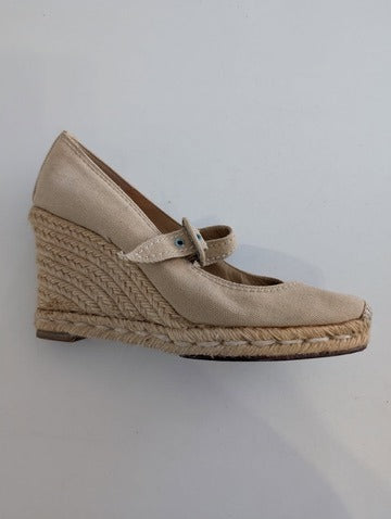 Christian Louboutin Canvas Wedge Espadrilles - Beige Mary Jane Heels - Image 7
