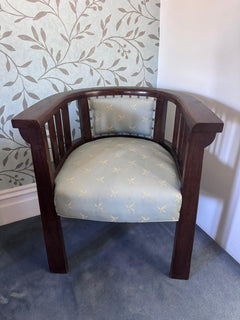 Antique Edwardian Style Mahogany Tub Chair Vintage 1950s Solid Timber - Image 7