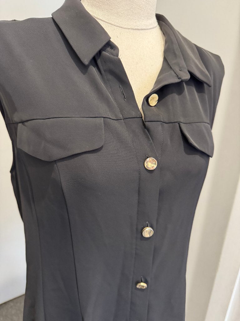 Zara Sleeveless Button-Down Shirt Dress - Black Size XL - Image 7