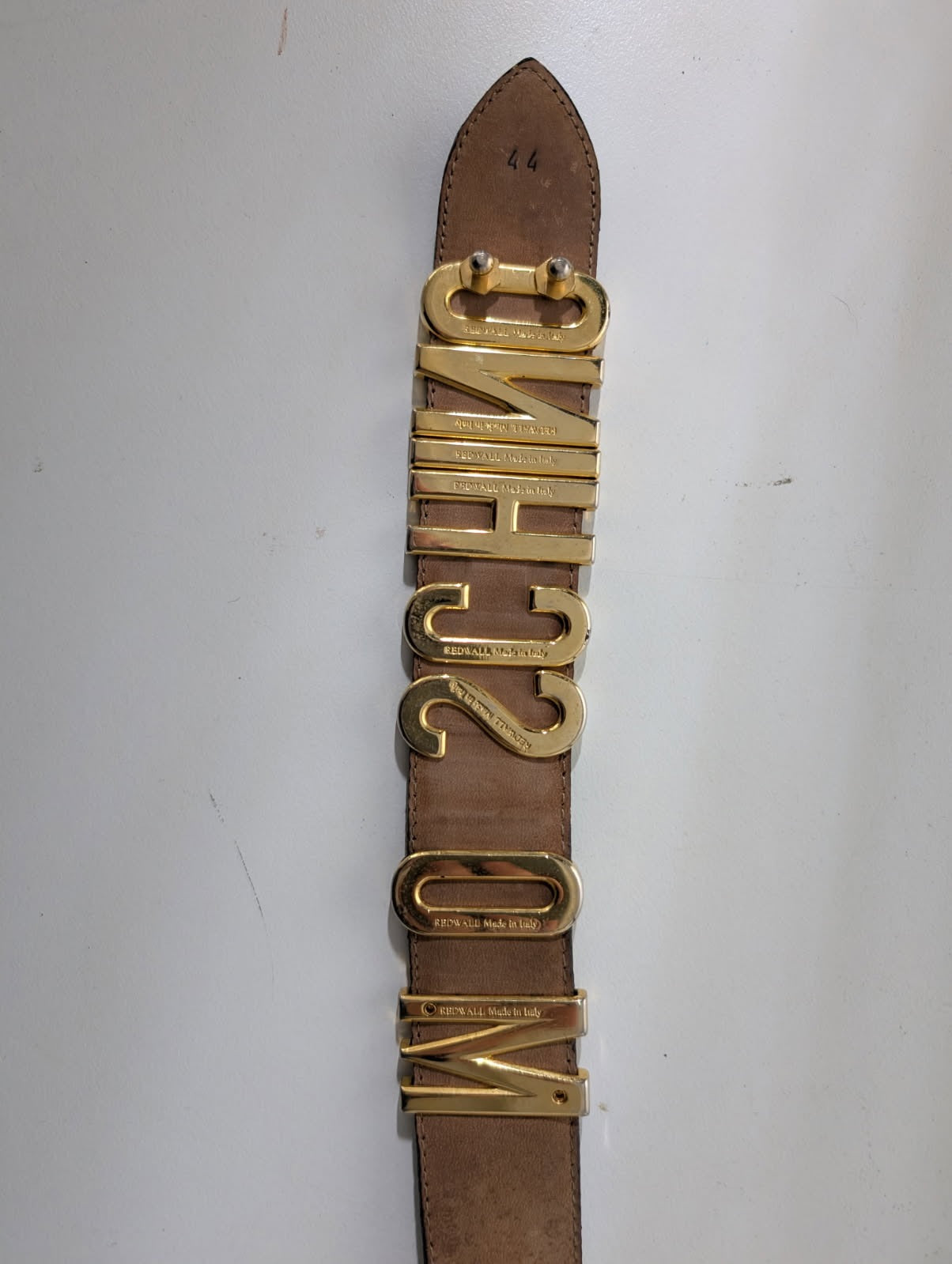 Vintage Moschino Gold Letter Logo Belt - Black Leather Made In Italy - Image 7