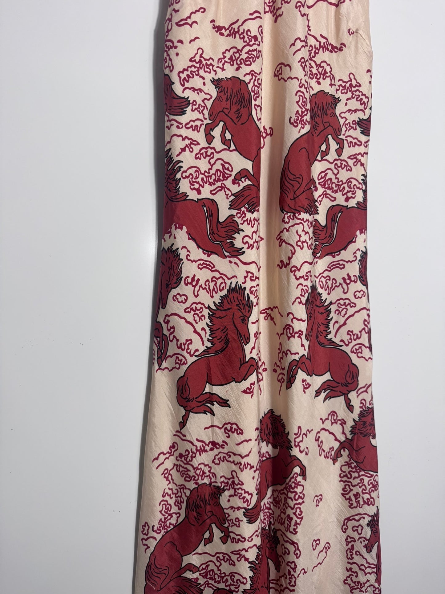 Alix Of Bohemia Silk Dress - Cream & Red Horse Print Size S - Image 7