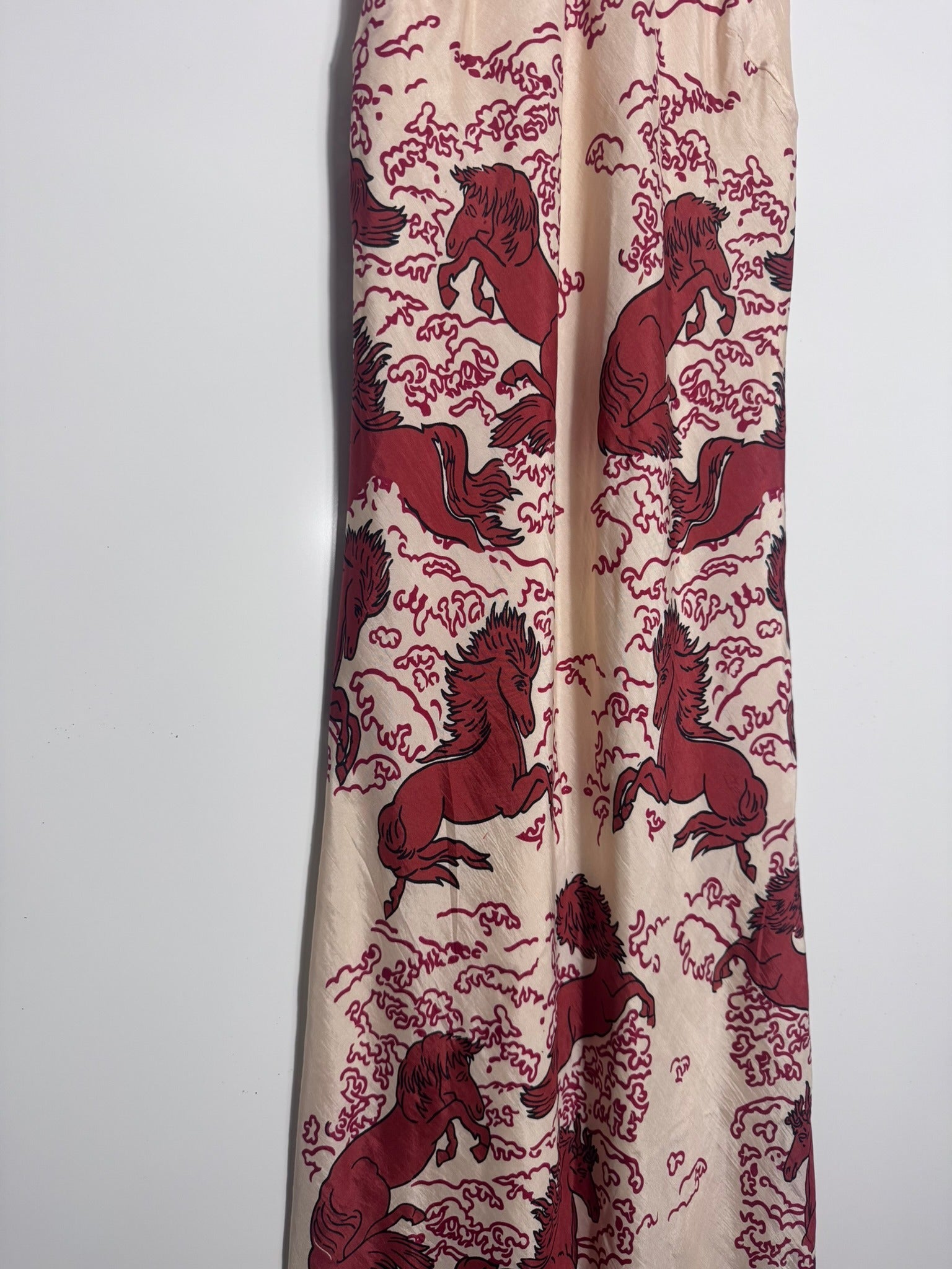 Alix Of Bohemia Silk Dress - Cream & Red Horse Print Size S - Image 7