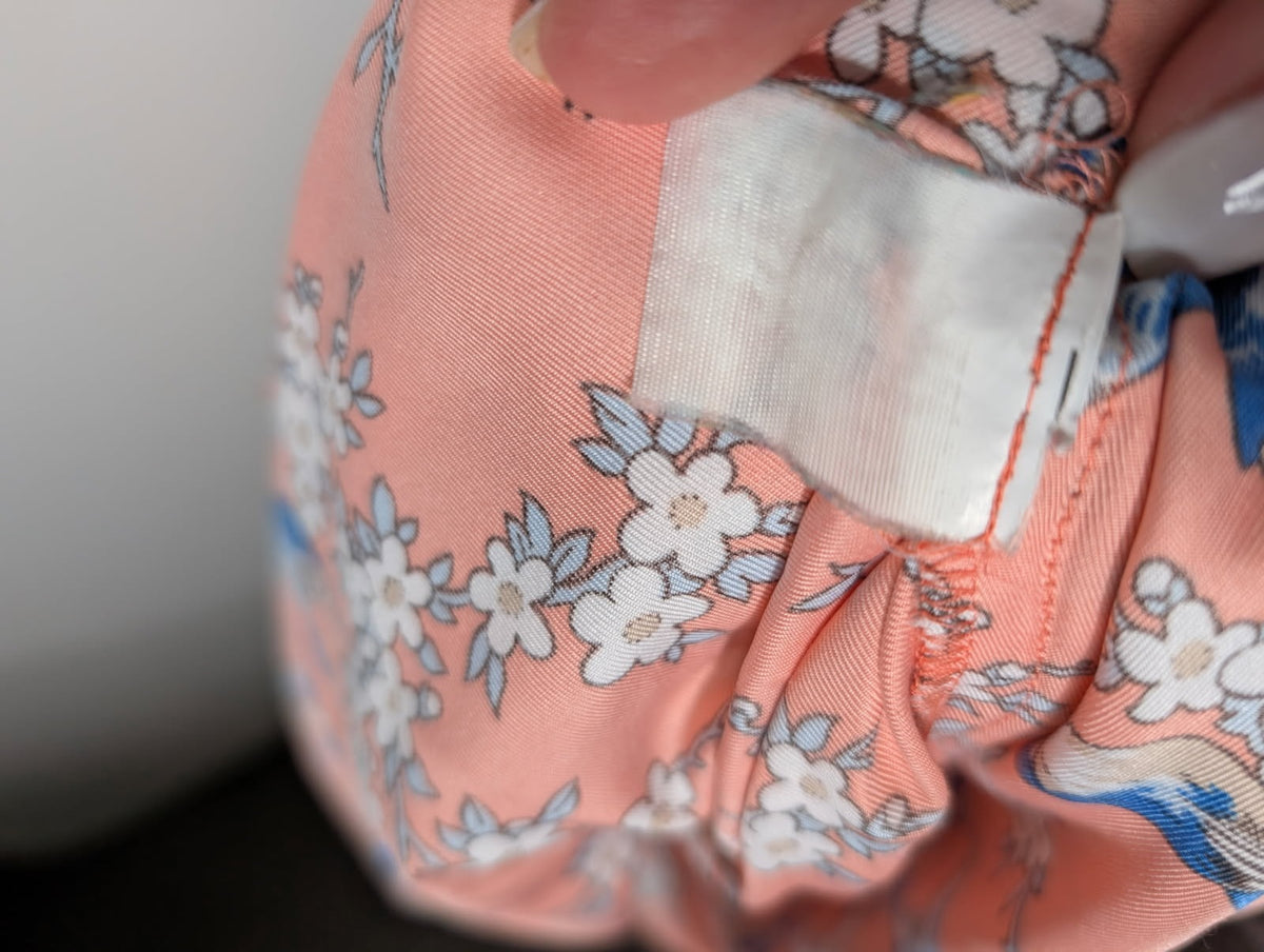 ModCloth Fleurette Wrap Dress Peach Bird Floral Size 14 - Image 7