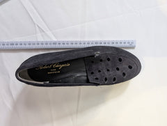 Robert Clergerie Suede Wedge Loafers Navy Perforated EU 38 - Image 7