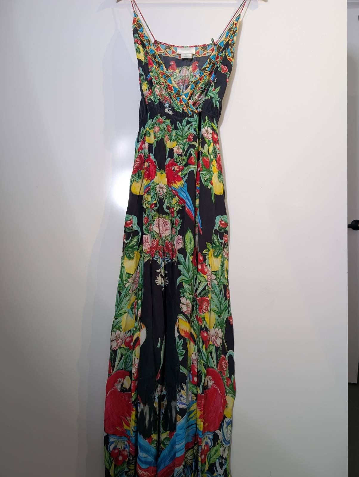 Camilla Parrot and Fruit Print Silk Maxi Dress with Crystal Embellishments - Image 2