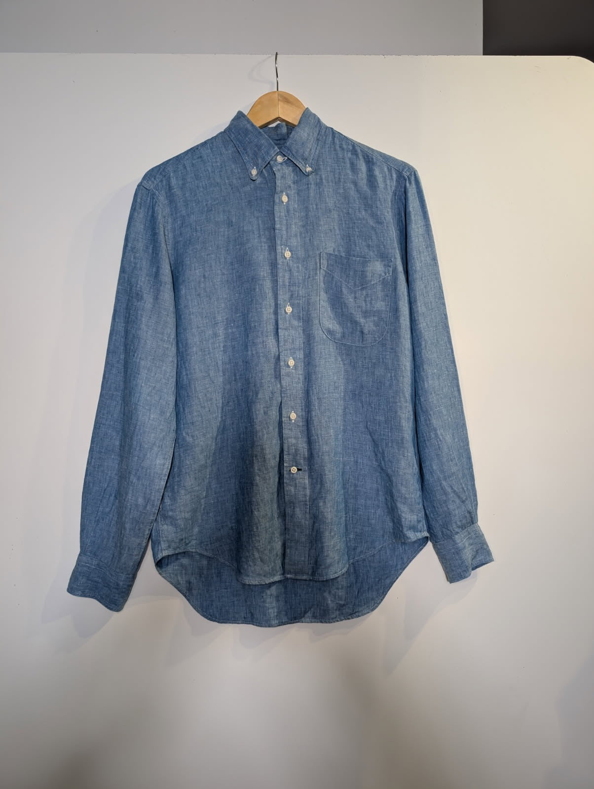 Gitman Bros Vintage Men's Blue Linen Button-Down Shirt - Size S - Image 1