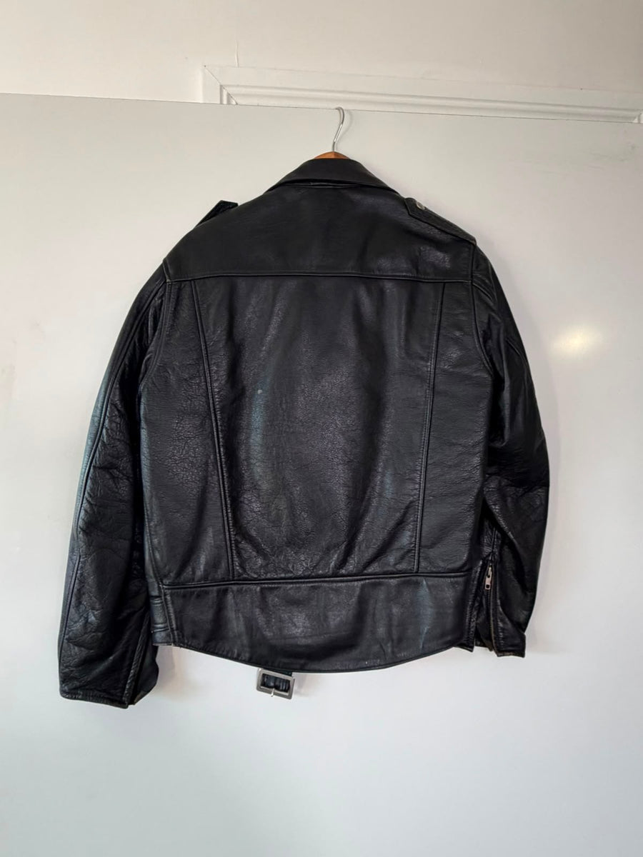 Stagg Melbourne Vintage Leather Biker Jacket Black Men's Size 5 - Image 7