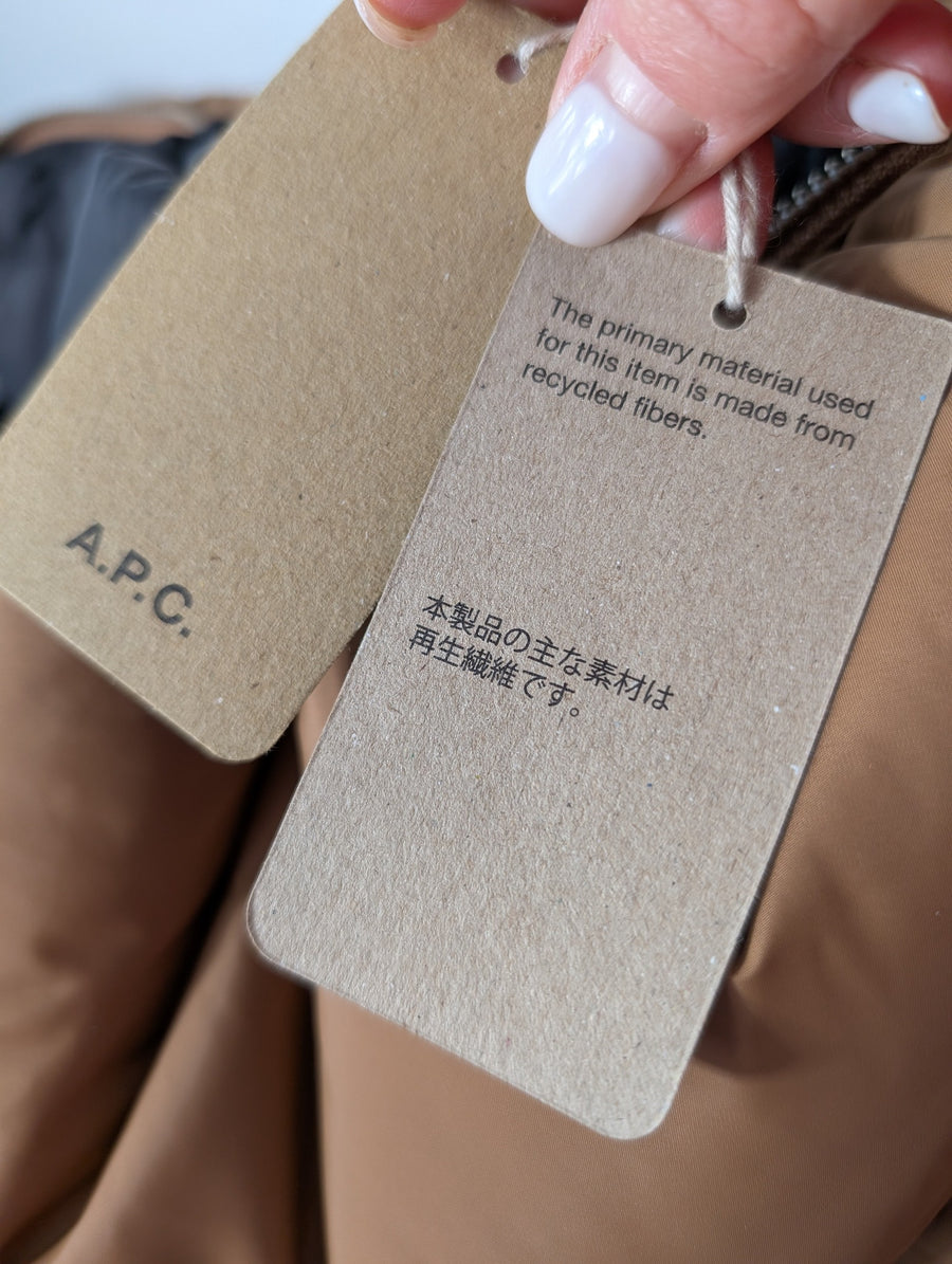 A.P.C. Reversible Puffer Vest with Shearling Collar Beige/Black XL - Image 7