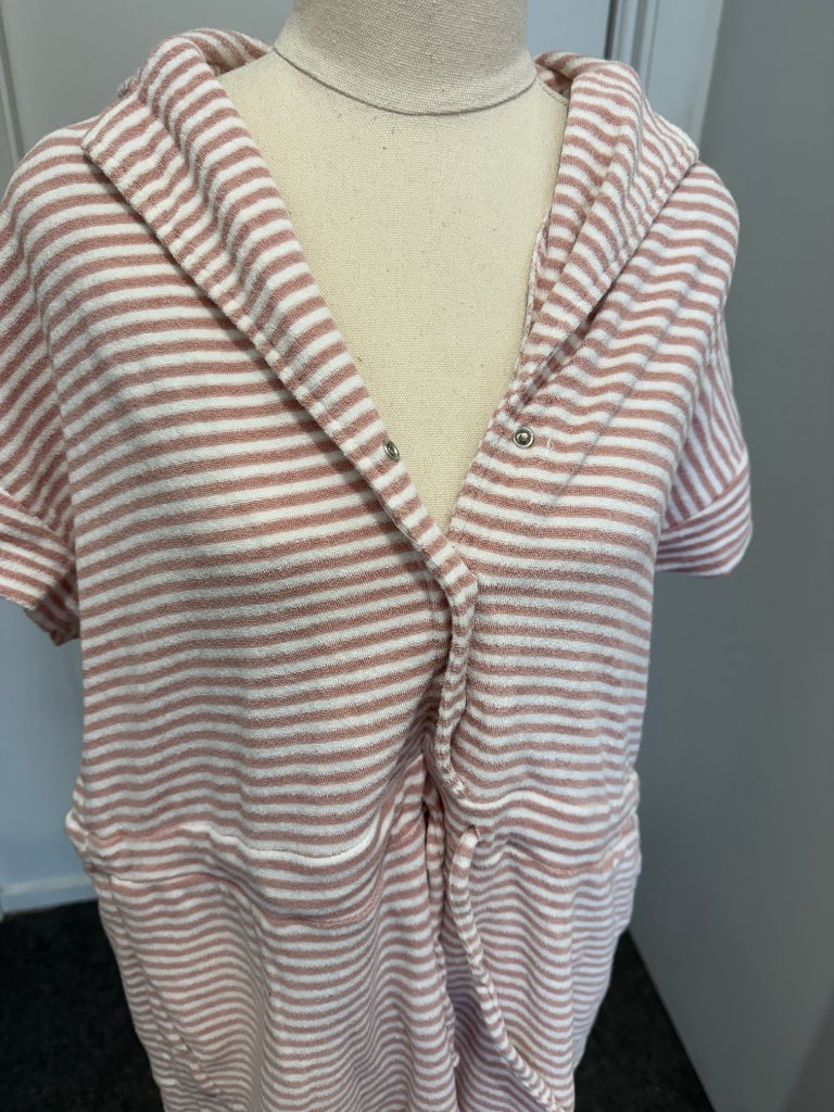 Miann & Co Women's Striped Terry Cloth Hooded Cover-Up Dress - Size XS - Image 7