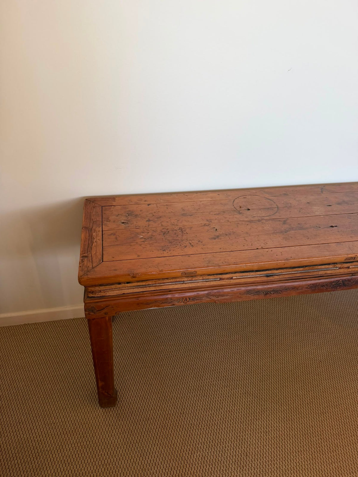 Antique Chinese Elm Wood Altar Table Rustic Console Bench Hall Table - Image 7