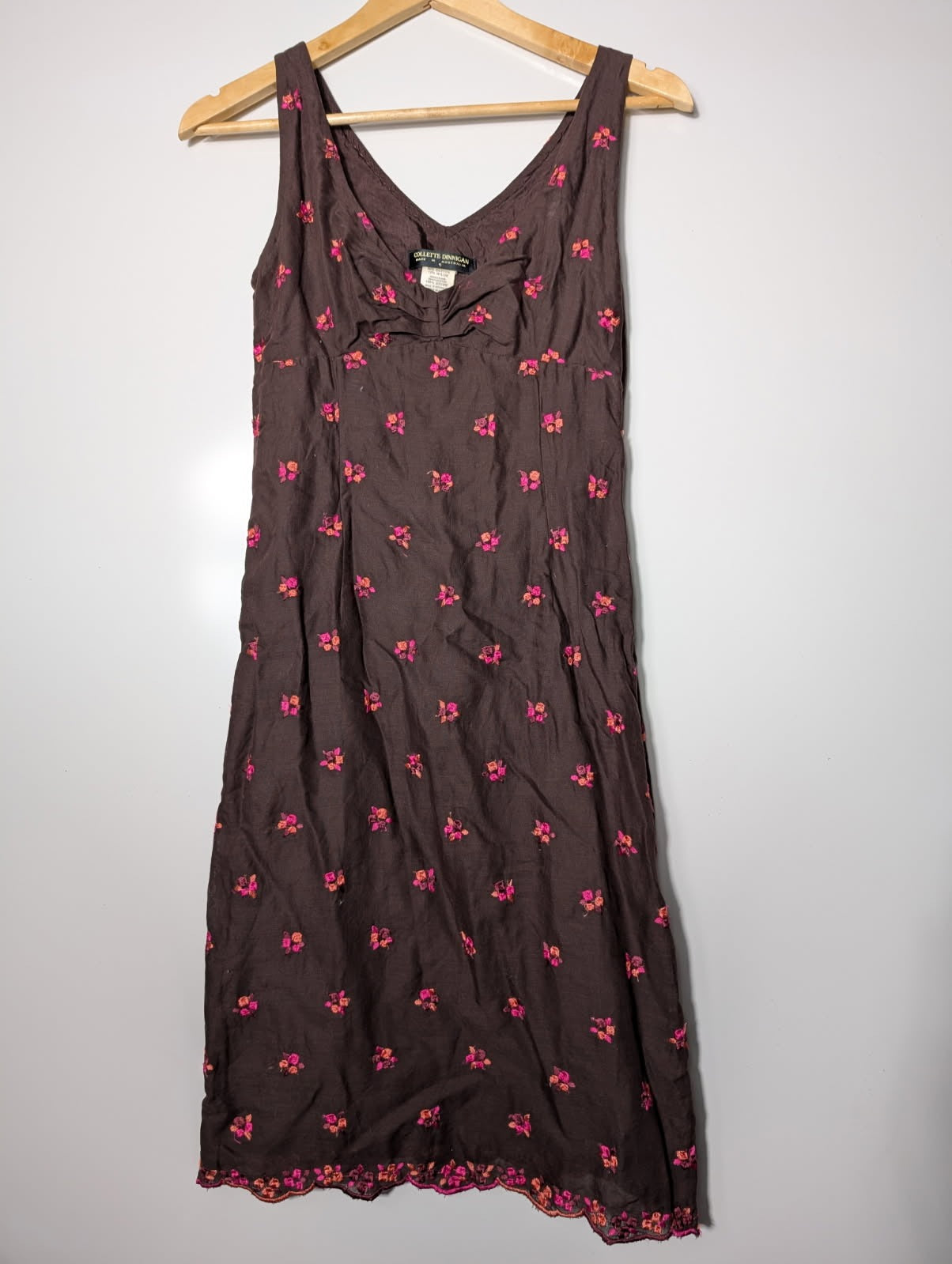 Collette Dinnigan Floral Embroidered Sleeveless Midi Dress - Brown Size S - Image 7