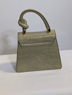 Charles & Keith Croc-Effect Knot Handle Bag Sage Green - Image 4