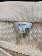 Oroton Ribbed Knit Lace-Up Polo Top Cream Women's Size S - Image 7