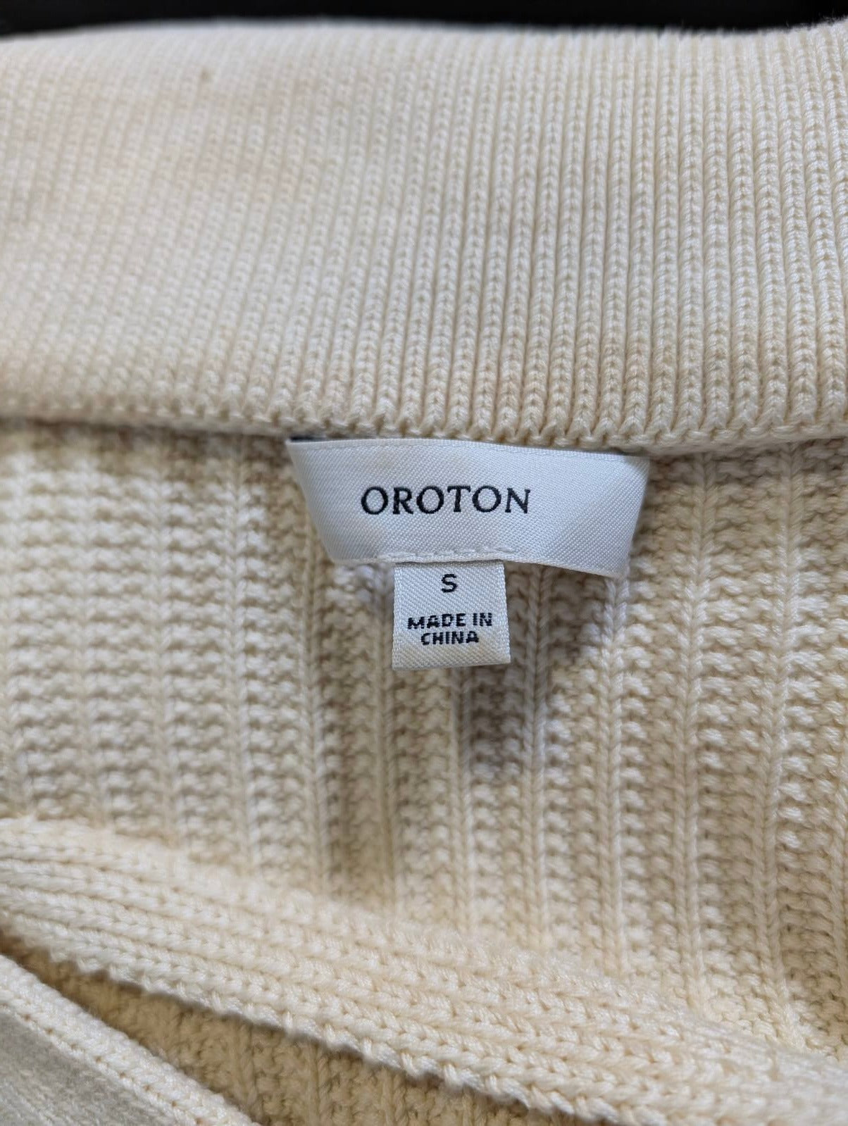 Oroton Ribbed Knit Lace-Up Polo Top Cream Women's Size S - Image 7