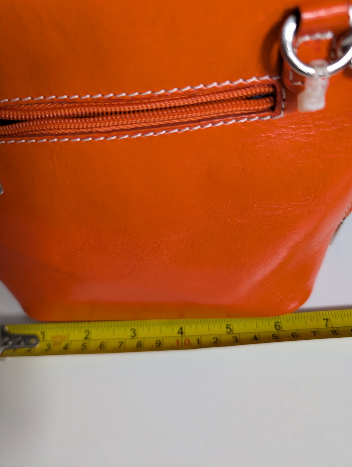 Vera Pelle Italian Leather Crossbody Bag - Vibrant Orange - Image 7
