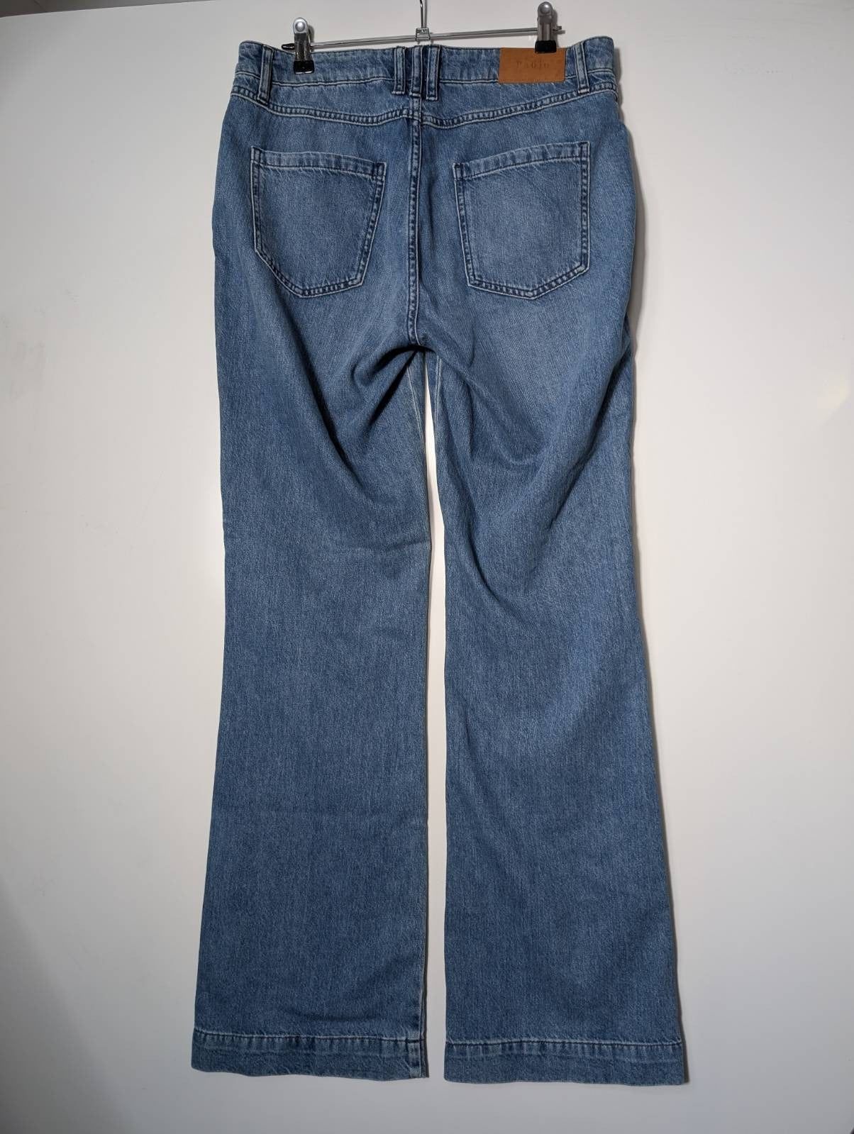 Pablo Women's Patch Pocket Flare Jeans Blue Denim Size 42 - Image 7
