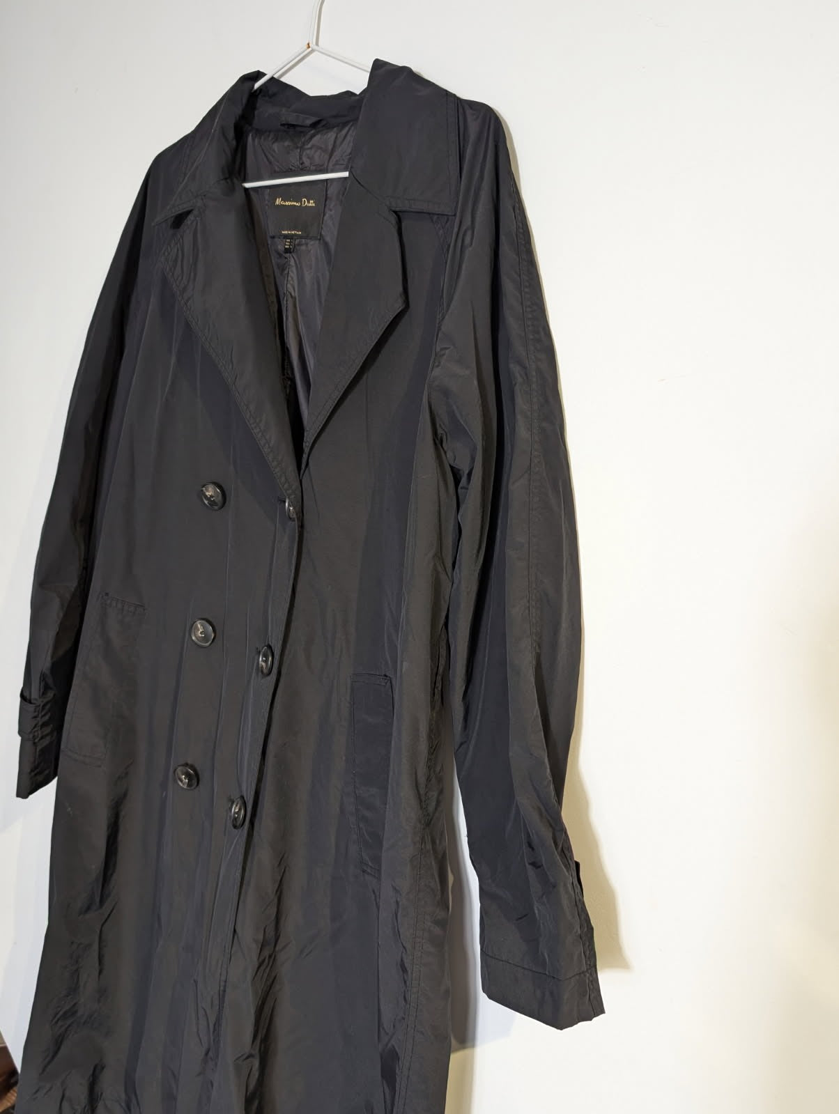 Massimo Dutti Double-Breasted Padded Trench Coat - Black Size L - Image 7