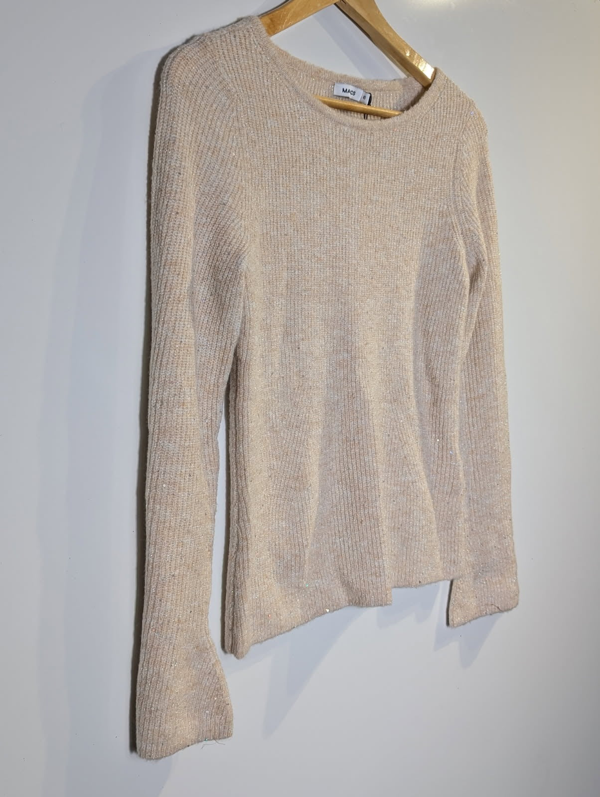 Marcs Metallic Knit Sweater Beige Sparkle Size S - Image 7