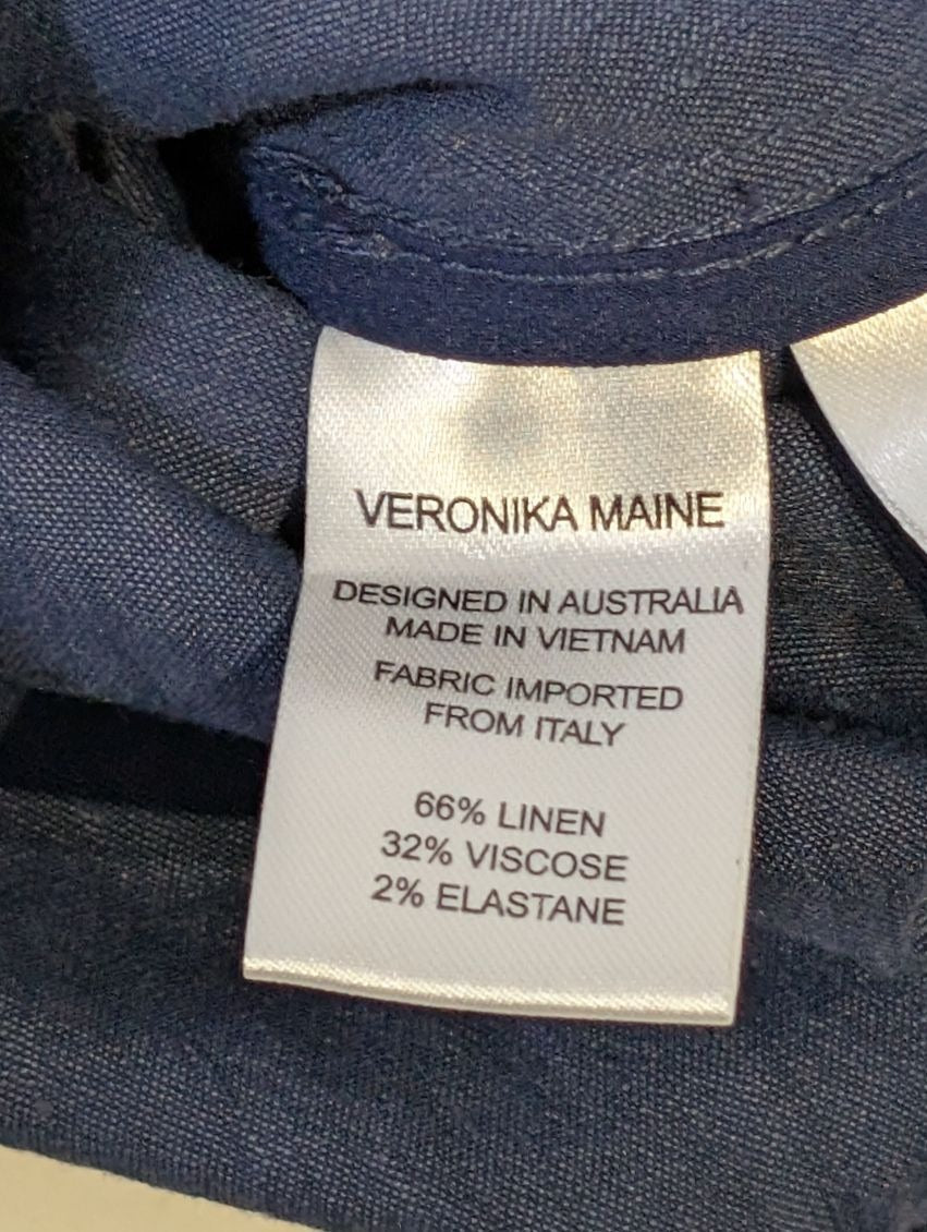 Veronika Maine Navy Blue Ruffle Zip-Up Jacket - Women's Size 8 - Image 8