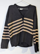 Seed Heritage V-Neck Cardigan - Black and Tan Striped Women's Size M - Image 7