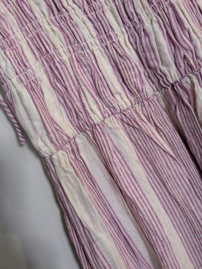Elka Collective Striped Smocked Midi Dress Pink & White AU 10 - Image 7