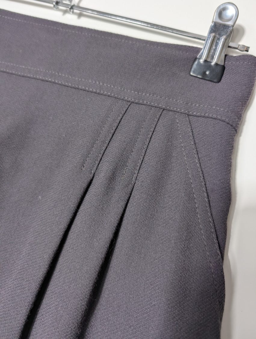 Fendi High-Waisted Midi Skirt - Dark Grey Wool Size 40 - Image 8