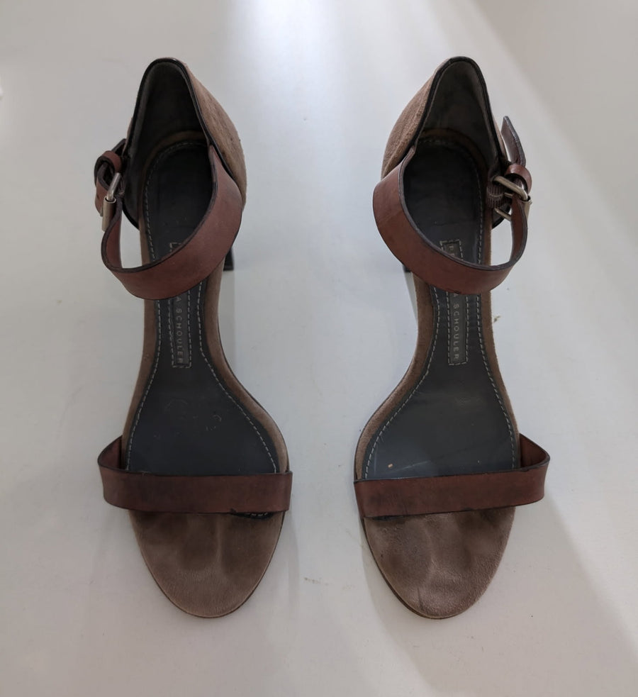 Proenza Schouler Suede and Leather Ankle Strap Sandals Tan EU 38 - Image 2