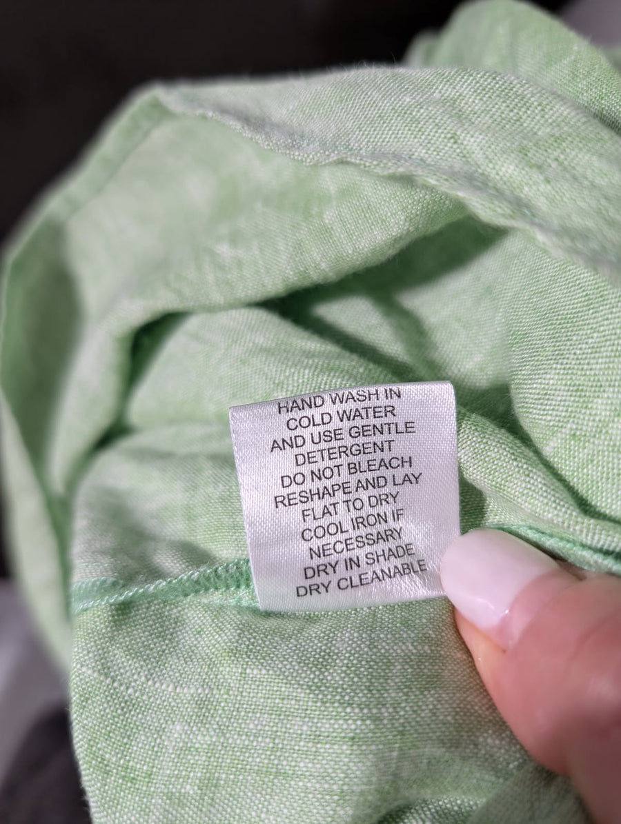 Alessandra Linen Ruffle-Front Cap-Sleeve Blouse Sage Green Size S - Image 7