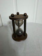 Vintage Industrial Style Brass and Wood Hourglass Sand Timer - Image 7