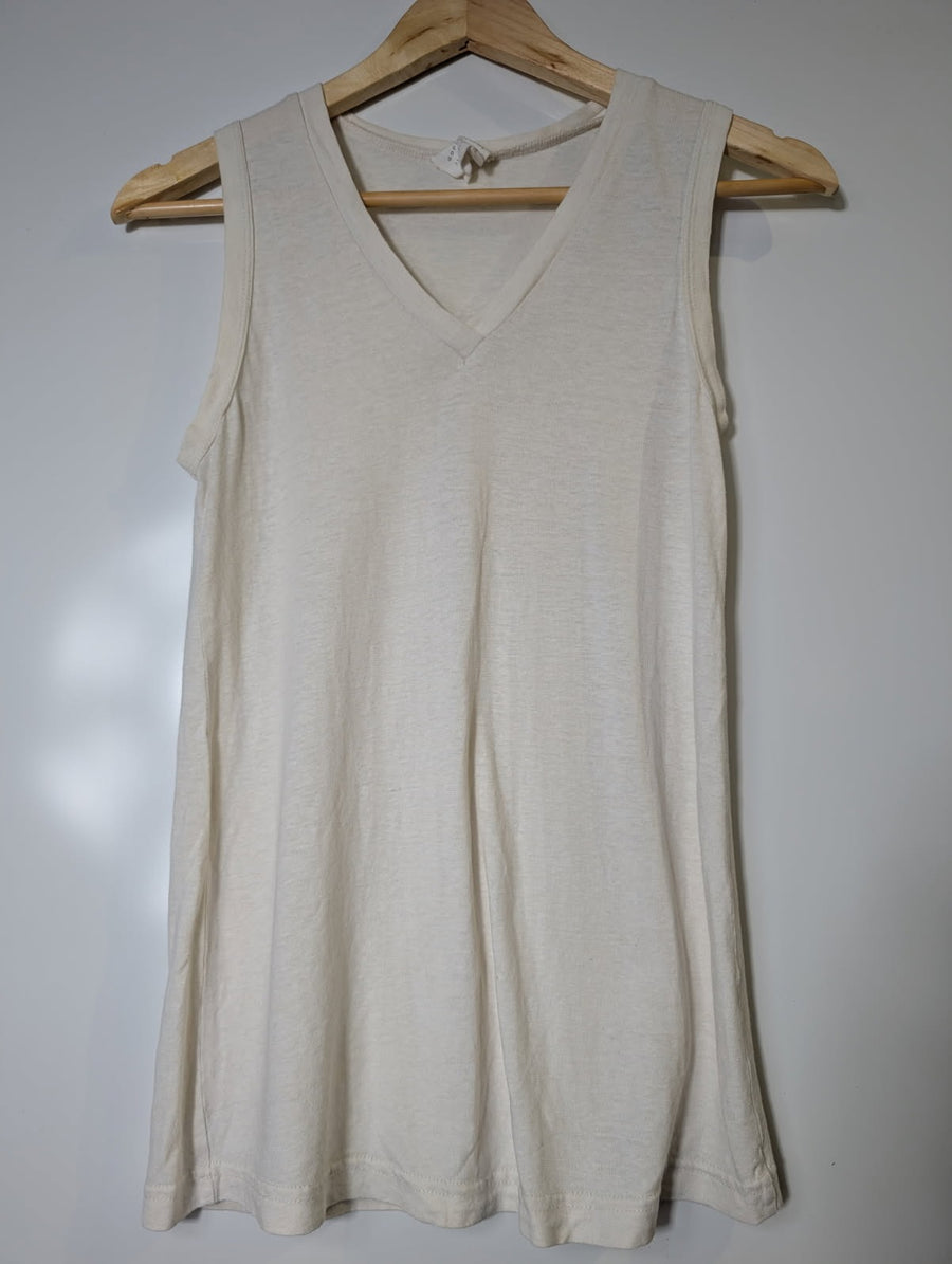 Good Studios V-Neck Tank Top Organic Cotton Hemp Blend Off-White XS - Image 4