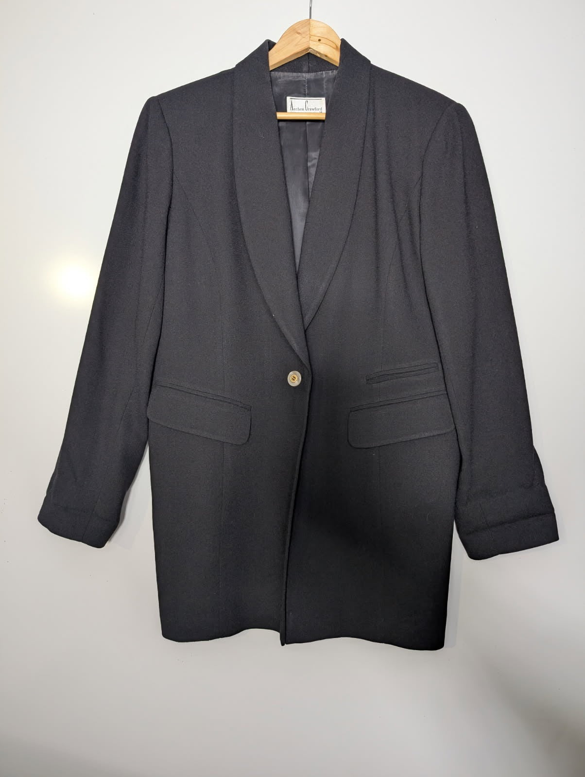 Anthea Crawford Women's Blazer - Pure New Wool Black Size 14 - Image 1