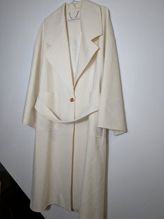 Ginger & Smart Longline Coat Cream With Gold Chain Detail - Image 1