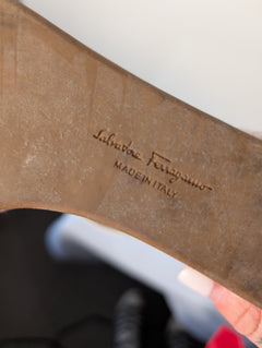 Salvatore Ferragamo Cork Wedge Sandals Cream Leather - Image 7