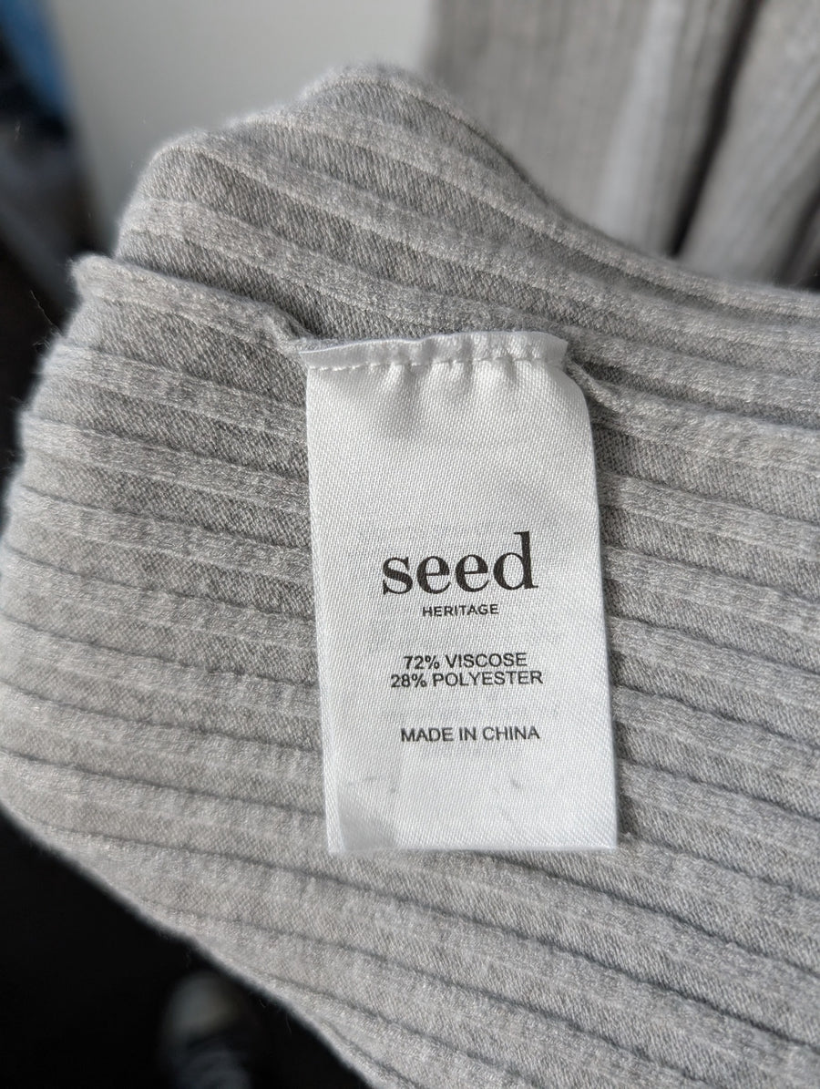 Seed Heritage Ribbed Knit Long Sleeve Midi Dress Grey XL - Image 7