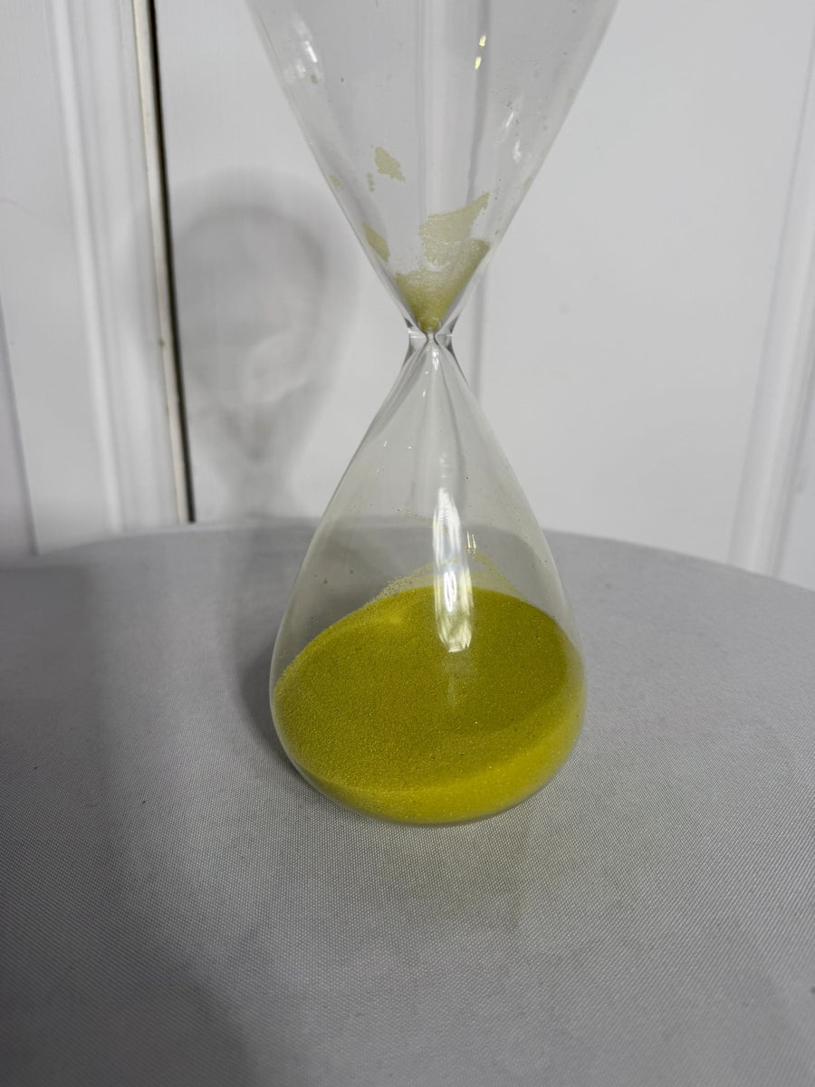Large Modern Minimalist Glass Hourglass with Vibrant Green Sand - Image 7