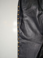 Vintage Leather Trousers Black With Gold Tone Studs Size 44 - Image 7
