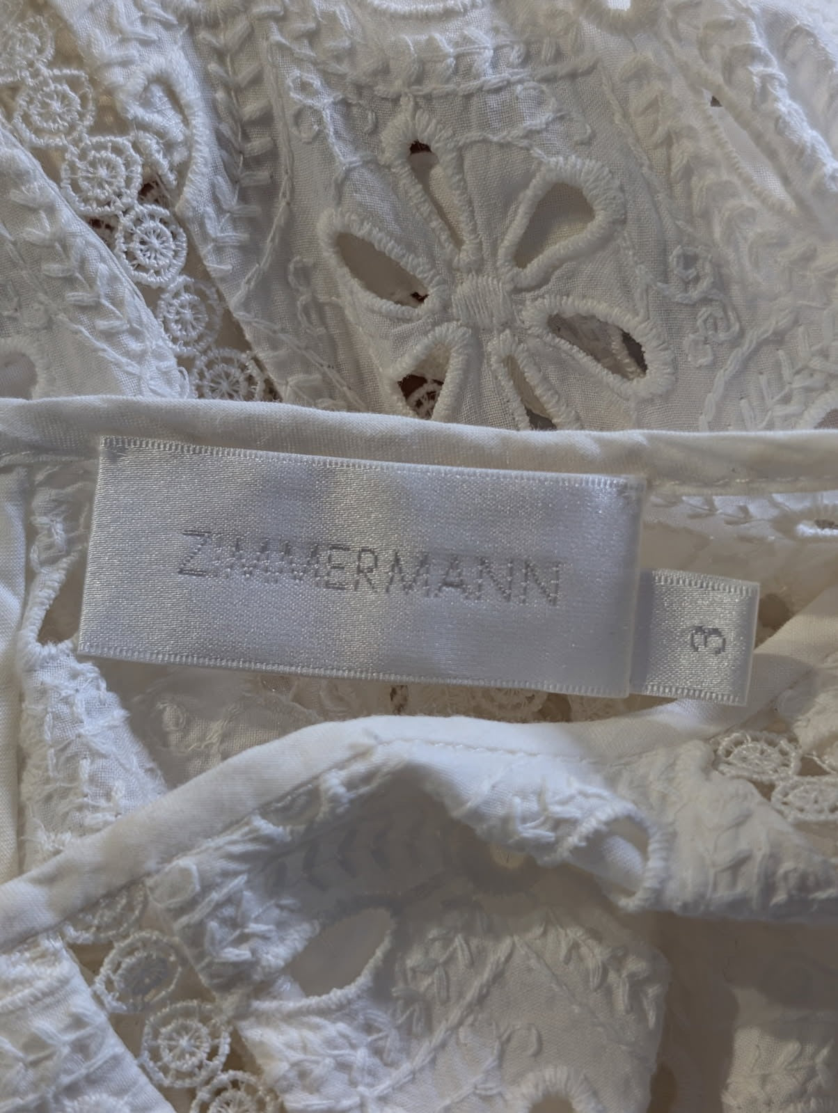 Zimmermann Eyelet Lace Midi Dress White Size 3 - Image 7