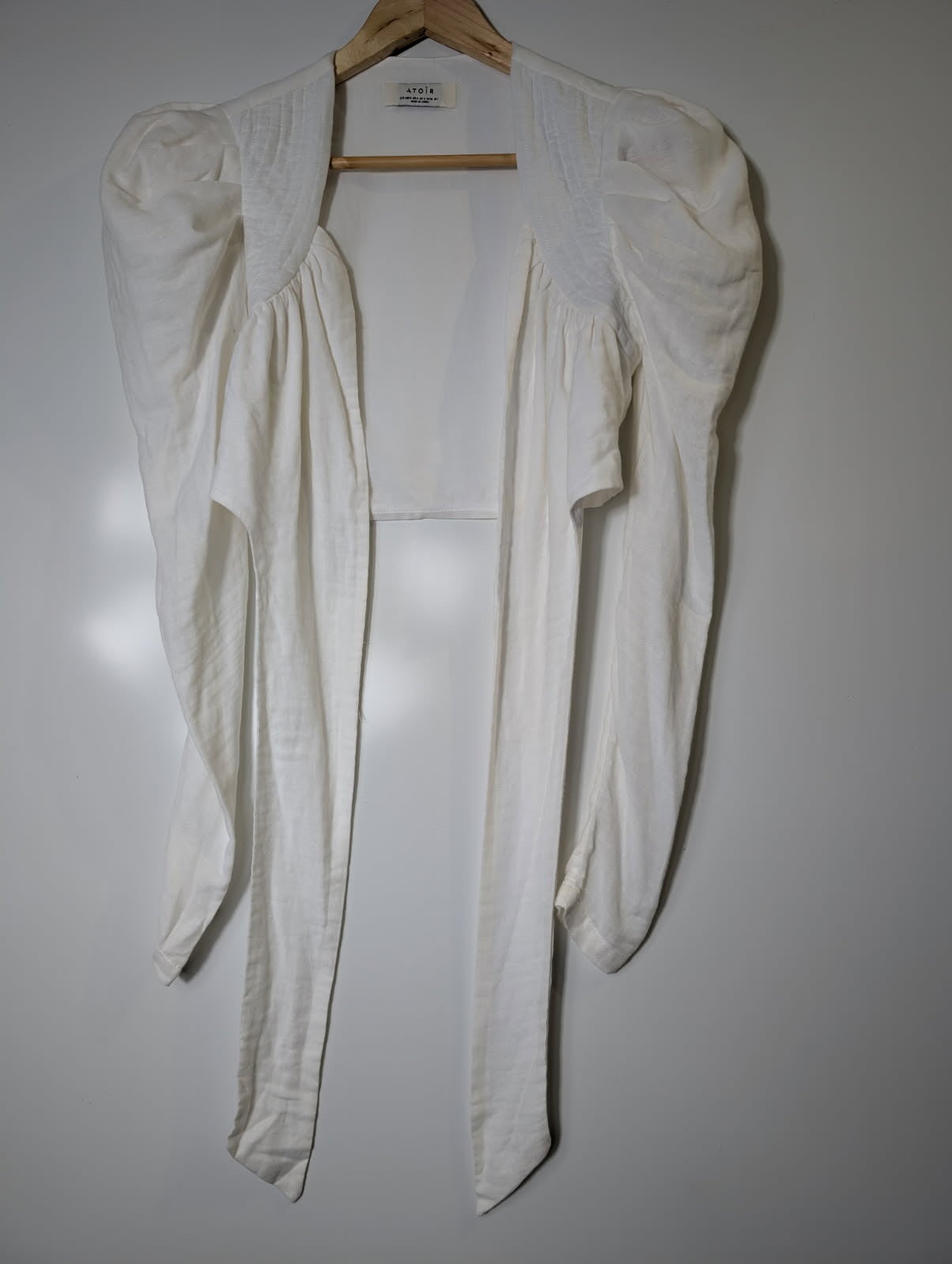 ATOIR The Barbados Top White Puff Sleeve Tie-Front Blouse AU 8 - Image 1