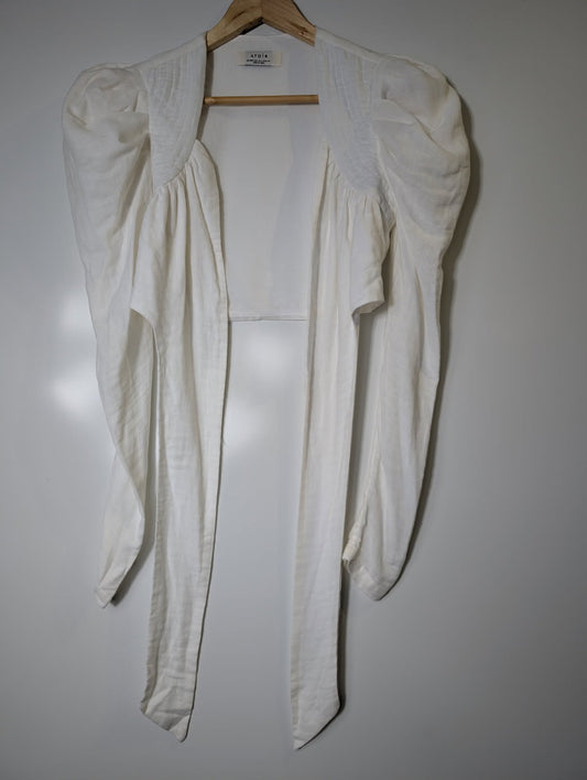 ATOIR The Barbados Top White Puff Sleeve Tie-Front Blouse AU 8 - Image 1