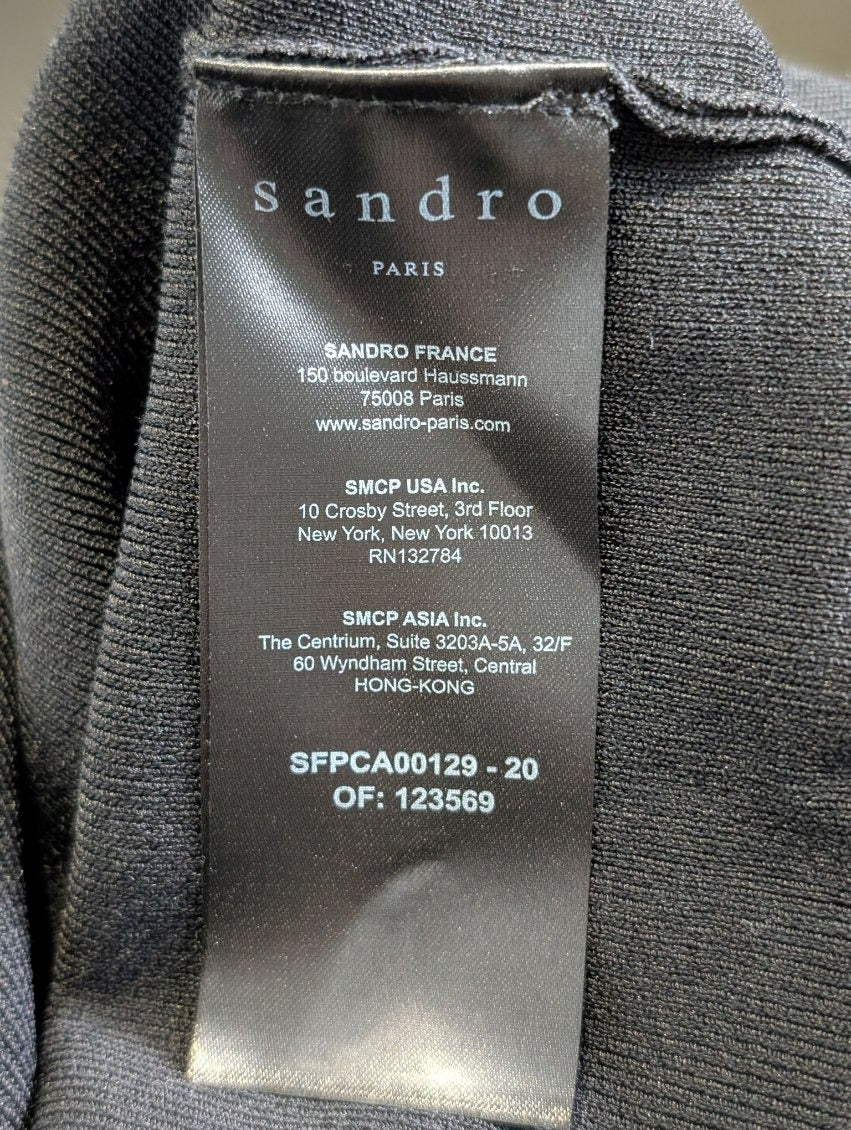 Sandro Paris Cardigan Black Scalloped Trim Button-Up - Image 7