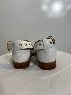 Bared Footwear White Leather Grommet Ankle Strap Flats EU 35 - Image 2