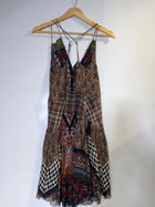 Camilla Silk Patchwork Mini Dress Vibrant Bohemian Print Size XS - Image 7