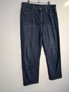 Uniqlo High Rise Straight Leg Jeans Dark Blue 32 inch Waist - Image 4