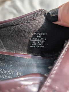 Pull&Bear Patent Mary Jane Platform Shoes Burgundy EU 38 - Image 7