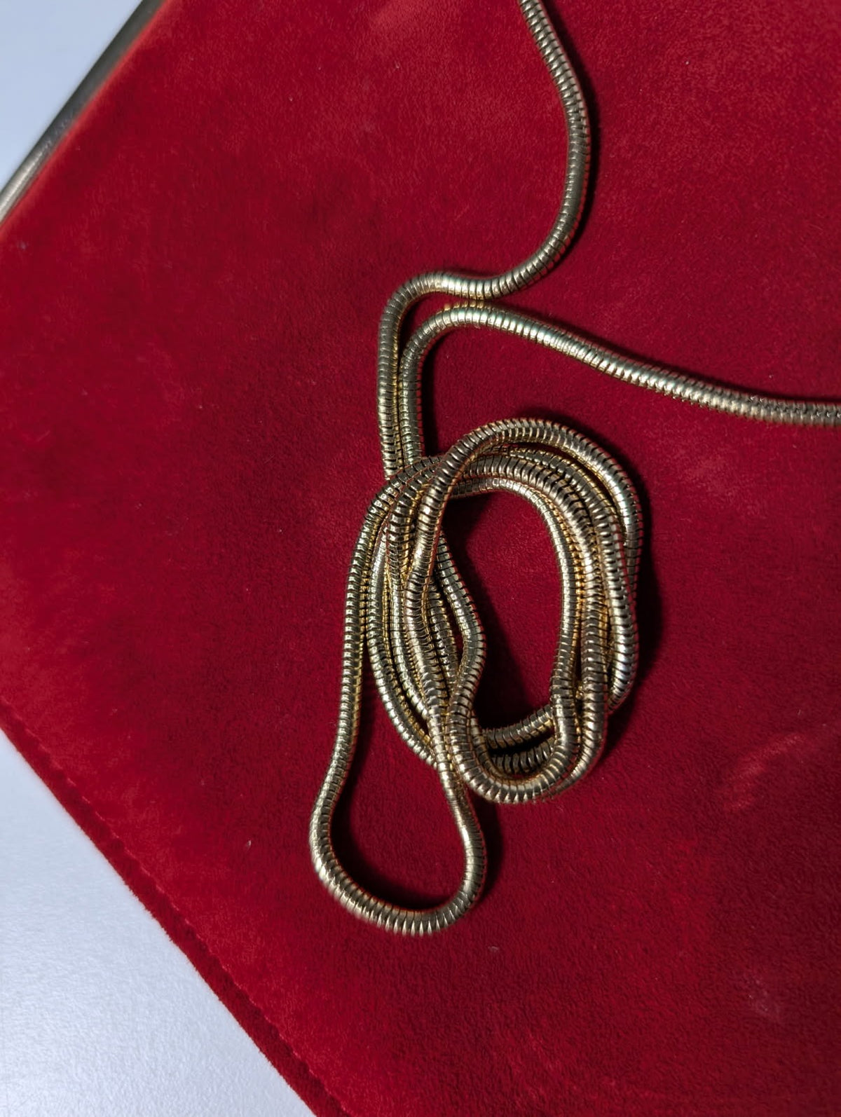 Reiss London Suede Clutch Bag Red with Gold Tone Chain Strap - Image 7