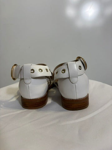 Bared Footwear White Leather Grommet Ankle Strap Flats EU 35 - Image 2